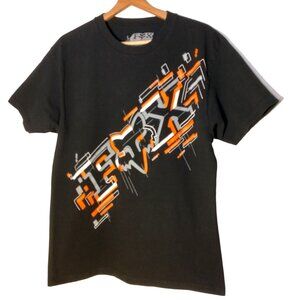 Fox Racing T Shirt Men Large Reguar Fit Black Orange Graphic Motocross ATV Sport